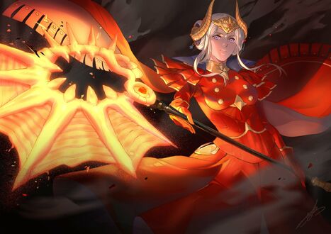 Обои на рабочий стол Эдельгард фон Хресвельг / Edelgard Von Hresvelg из игры Fire Emblem