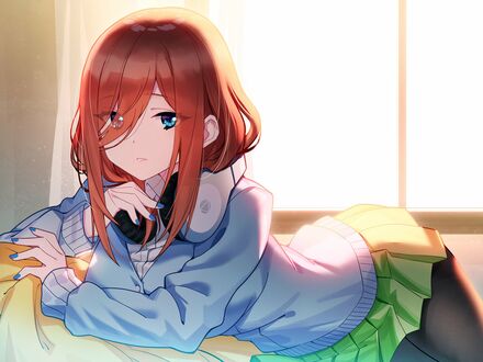 Обои на рабочий стол Miku Nakano / Мику Накано из аниме 5-toubun no Hanayome / Пять невест