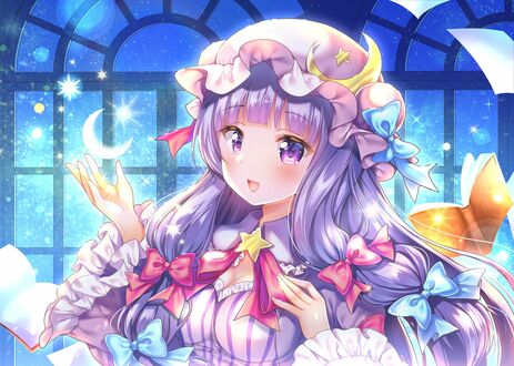 Обои на рабочий стол Patchouli Knowledge / Пачули Нолидж персонаж из серии компьютерных игр Touhou Project / Проект «Восток»