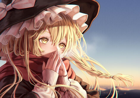 Обои на рабочий стол Мариса Кирисамэ / Marisa Kirisame из игры и аниме Тохо / Touhou Project / Проект Восток
