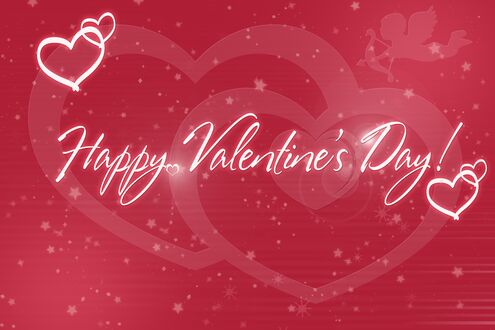 Обои на рабочий стол Фон с надписью Happy Valentines Day / С днем Валентина и сердечками