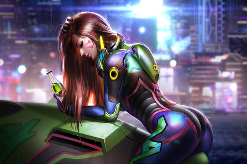 Обои на рабочий стол D. VA / Nano Cola D. VA / Ханна Сон из игры Overwatch / Дозор