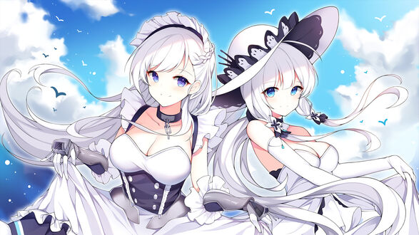 Обои на рабочий стол Персонажи Azur Lane в белых одеждах