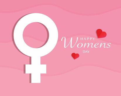 Обои на рабочий стол Женский символ на голубом фоне (Happy Womens Day)