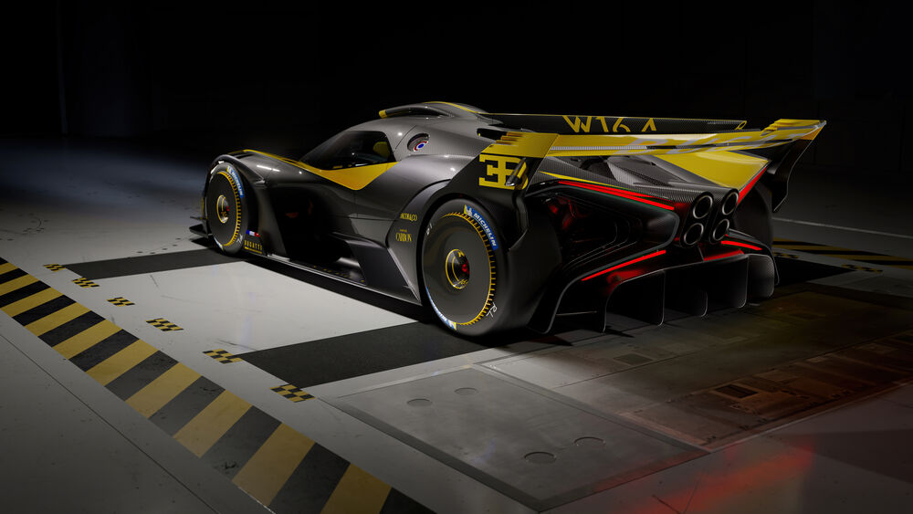 Обои для рабочего стола Bugatti Bolide черного цвета, концепт кар