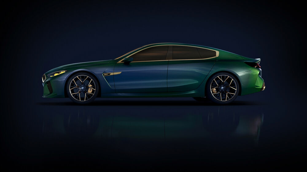 Обои для рабочего стола BMW Concept M8 Gran Coupe на темном фоне