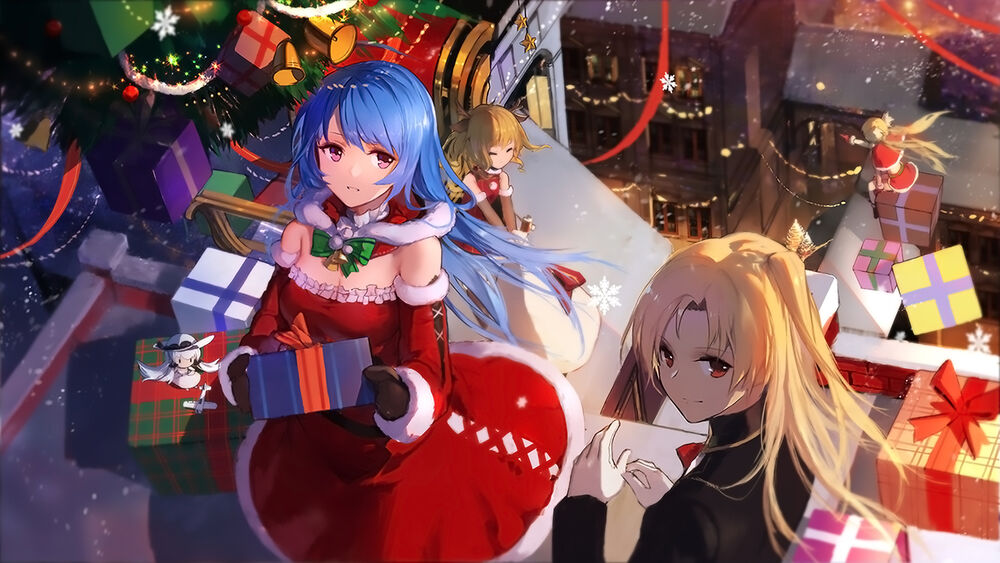 Обои для рабочего стола Персонажи аниме-девушек Azur Lane устраивают рождественскую вечеринку