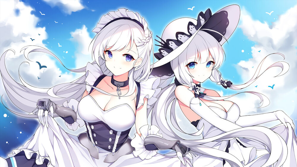 Обои для рабочего стола Персонажи Azur Lane в белых одеждах