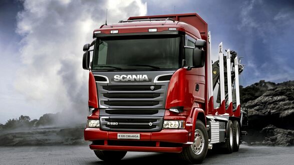 Обои на рабочий стол Грузовик SCANIA в карьере
