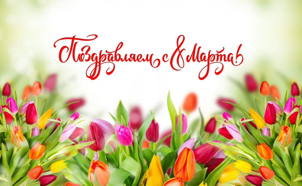 Обои для рабочего стола Разноцветные тюльпаны (Поздравляем с 8 марта)