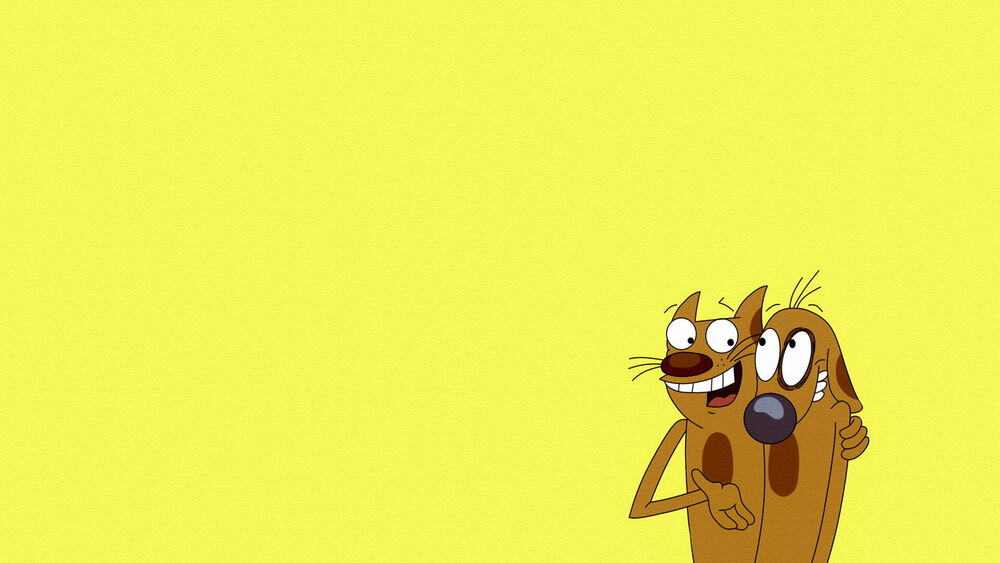 Обои для рабочего стола Мультсериал Котопес / CatDog на желтом фоне