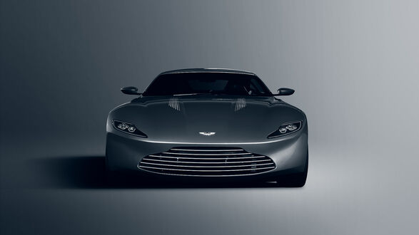 Обои на рабочий стол Aston Marti спереди на сером фоне