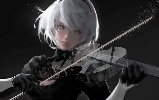 Обои на рабочий стол YoRHa №2 тип B из игры NieR: Automata, by wlop