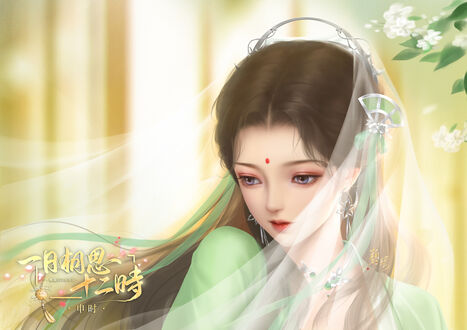 Обои на рабочий стол Голова Bi Yao покрыта белой фатой, персонаж из игры Jade Dynasty (Zhu Xian)
