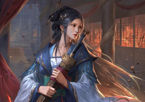 Обои на рабочий стол Zhou Fei | Чжоу Фэй из игры Legends of the Three