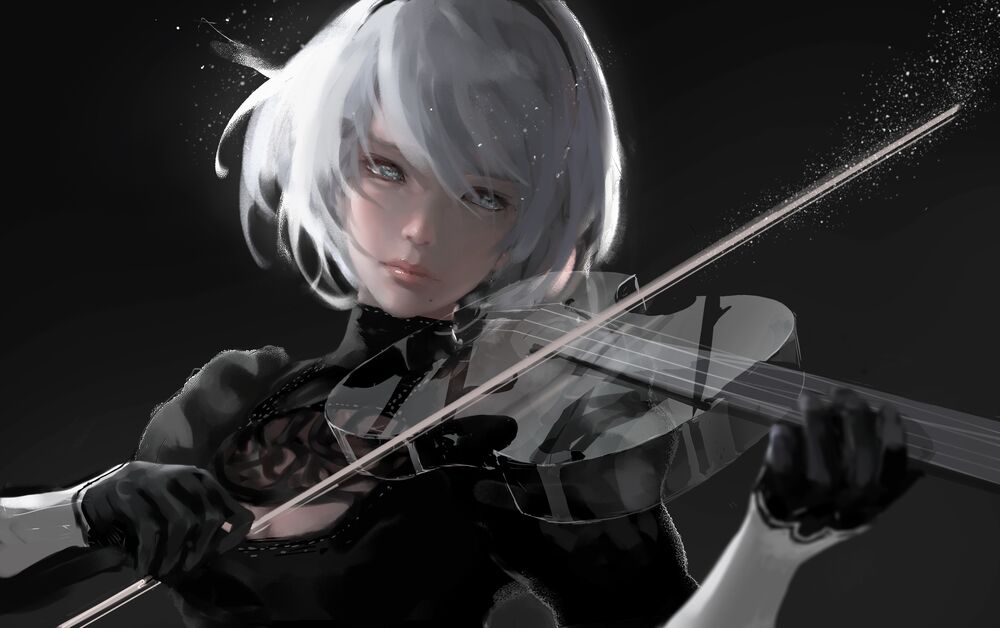 Обои для рабочего стола YoRHa №2 тип B из игры NieR: Automata, by wlop