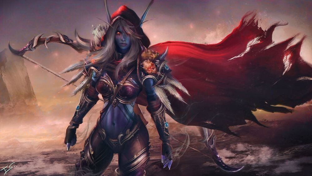 Обои для рабочего стола Sylvanas Windrunner / Сильвана Ветрокрылая, из игры World of Warcraft / Мир военного ремесла, by Eddy-Shinjuku