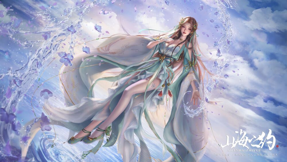 Обои для рабочего стола Bi Yao над поверхностью воды, персонаж из игры Jade Dynasty (Zhu Xian)
