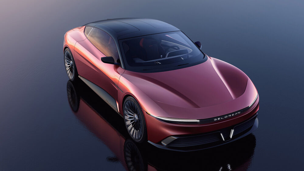 Обои для рабочего стола Концепт DeLorean Alpha5 в красном цвете