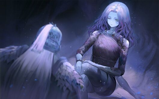 Обои на рабочий стол Ranni The Witch / Ведьма Ренни c закрытым глазом из игры Elden Ring