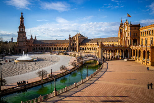 Обои на рабочий стол Вид на площадь Испании, Севилья / Plaza de Espana, Sevilla