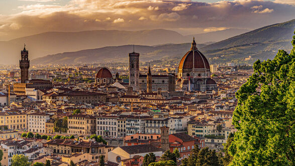Обои на рабочий стол Вид на прекрасную Флоренцию, Италия / Firenze, Italy