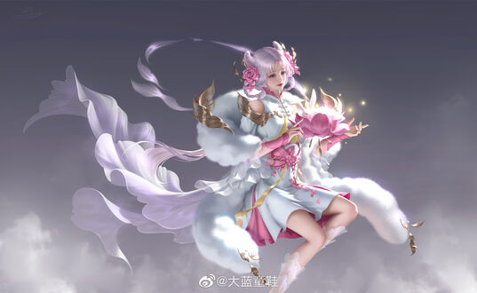 Обои на рабочий стол Chang E на сером фоне, персонаж из игры Honor of Kings