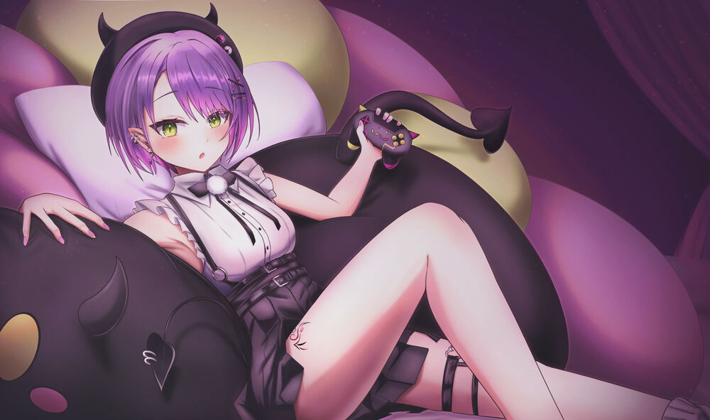 Обои для рабочего стола Towa Tokoyami / Това Токоями со своим демоном Virtual Youtuber / Виртуальный Ютубер, персонаж из аниме Holo no Graffiti / Граффити