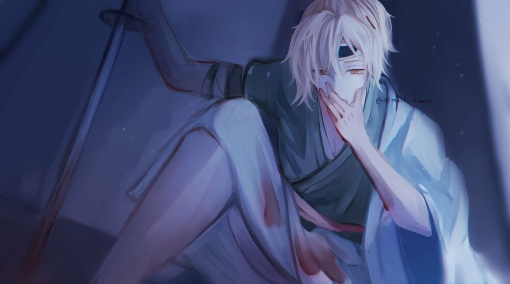 Обои для рабочего стола Souji Okita / Содзи Окита с мечом в крови, из манги Shinsengumi Mokuhiroku Wasurenagusa