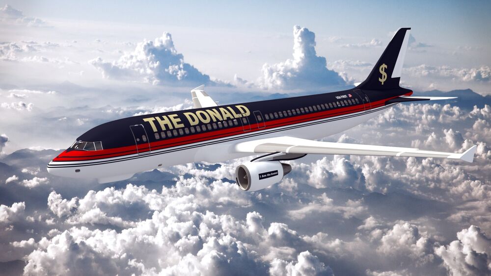 Обои для рабочего стола Самолет The Donald / Дональд летит под облаками