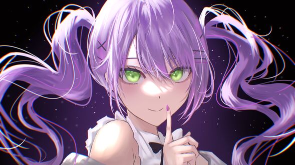 Обои на рабочий стол Това Токоями / Towa Tokoyami, виртуальный ютубер Hololive и персонаж аниме Граффити Холо / Holo no Graffiti