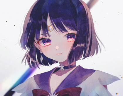 Обои на рабочий стол Хотару Томоэ / Hotaru Tomoe / Sailor Saturn / Сейлор Сатурн из аниме Красавица-воин Сейлор Мун / Bishoujo Senshi Sailor Moon
