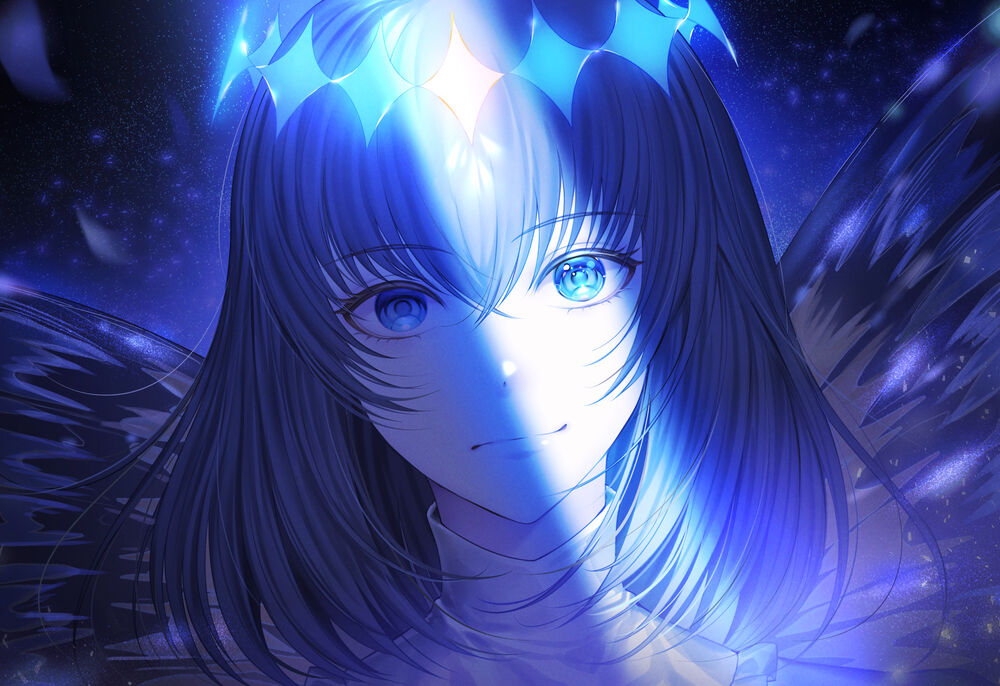 Обои для рабочего стола Oberon / Оберон освещен лунным светом из аниме Fate / Grand Order / Судьба / Великий приказ: Реклама