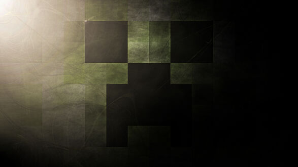 Обои на рабочий стол Лицо Крипера / Creeper на мрачной текстуре из игры Minecraft / Майнкрафт