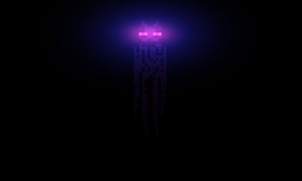 Обои для рабочего стола Фиолетовые глаза Endermen / Эндермэн из игры Minecraft / Майнкрафт