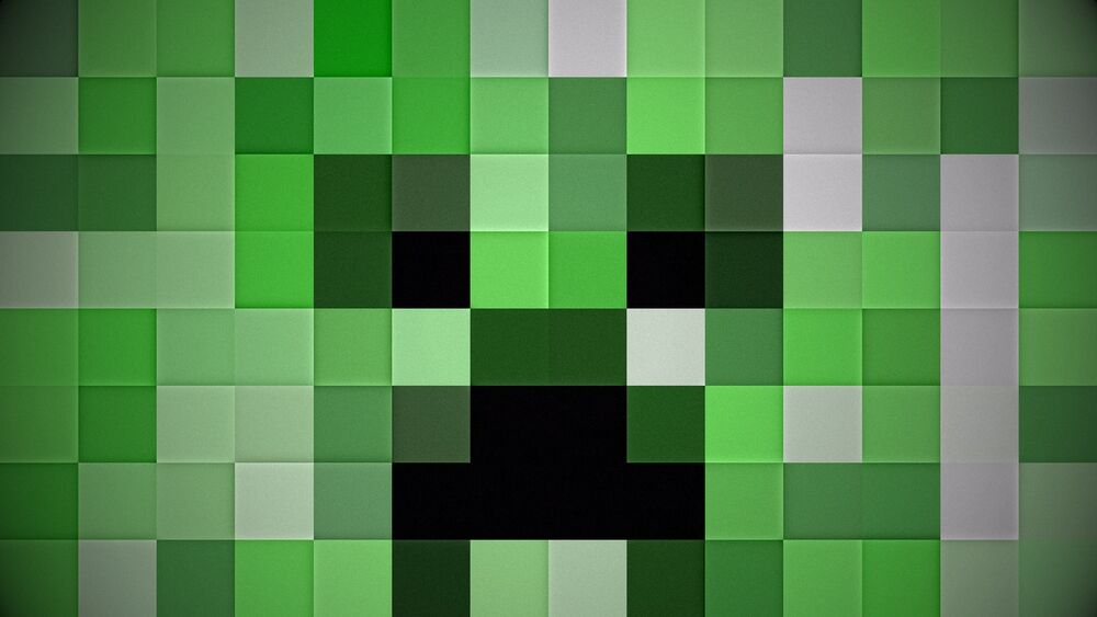 Обои для рабочего стола Криппер / Creeper из игры Minecraft / Майнкрафт крупным планом