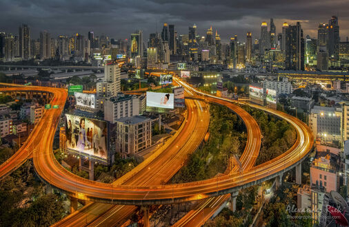 Обои на рабочий стол Панорамный вид на Bangkok, Thailand / Бангкок, Тайланд