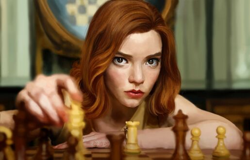 Обои на рабочий стол Аргентинская актриса Anya Taylor-Joy / Аня Тейлор-Джой из сериала Ход Королевы / The Queens Gambit / Ферзевый гамбит
