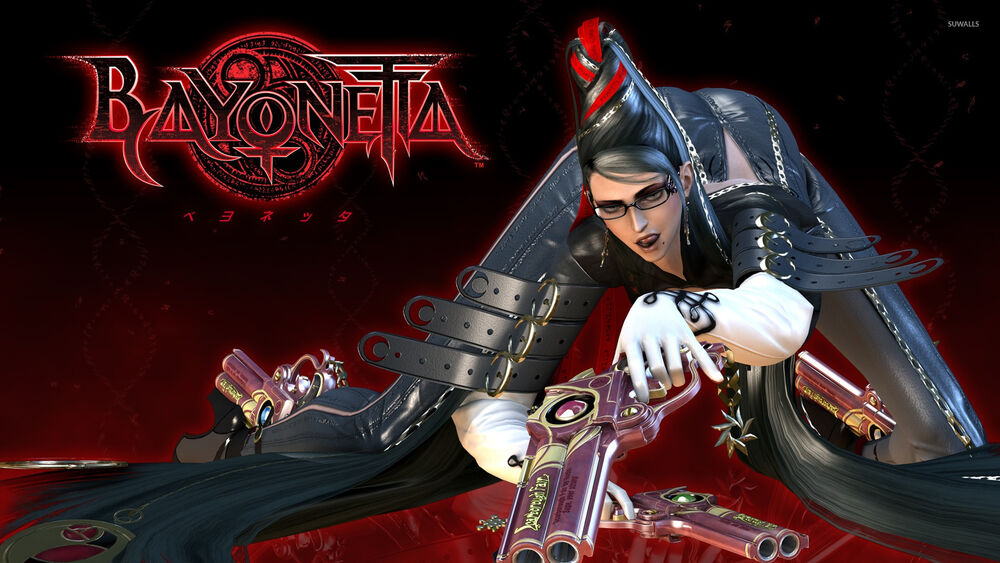 Обои для рабочего стола Bayonetta / Байонета с оружием из из одноименной игры (яп. ベヨネッタ3 Бэенэтта сури) (Nintendo Switch)