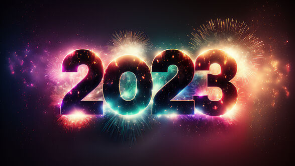 Обои на рабочий стол Фейерверк за цифрами 2023