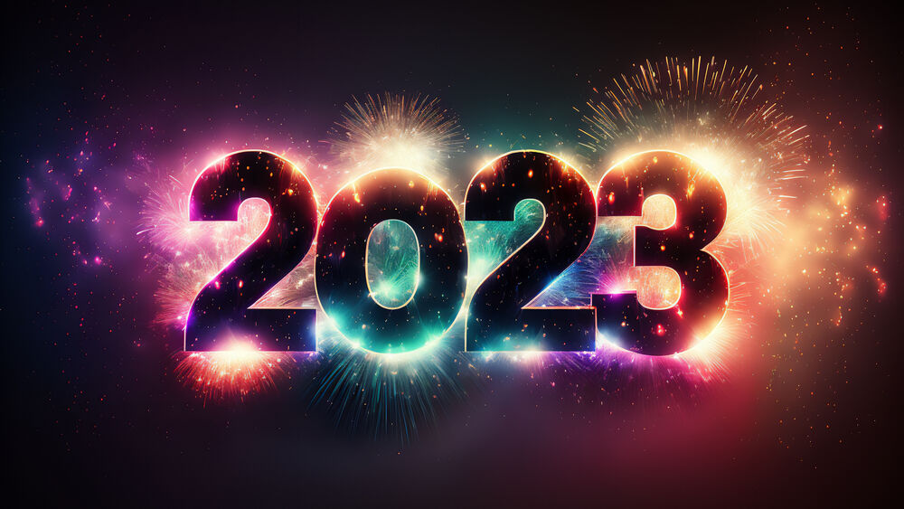 Обои для рабочего стола Фейерверк за цифрами 2023