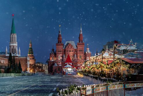 Обои на рабочий стол Красная площадь украшенная к празднику