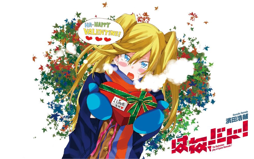 Обои для рабочего стола Connie Christensen дарит подарок в форме сердца из аниме Hanebado, happy valentines day