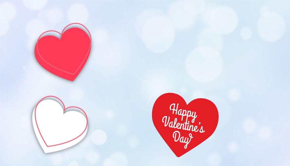 Обои для рабочего стола На светлом фоне красное, белое и сердечко (Happy Valentines Day / счастливого дня св. Валентина)