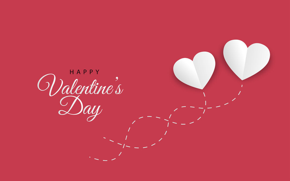 Обои для рабочего стола На розовом фоне белые сердечки (Happy Valentines Day / Счастливого дня св. Валентина)