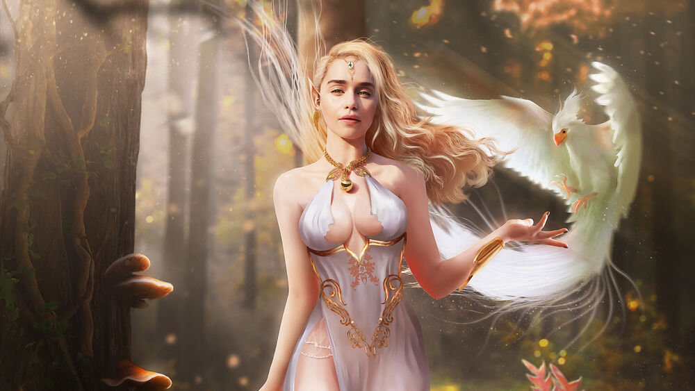 Обои для рабочего стола Daenerys Targaryen / Дэйнерис Таргариен из сериала Игра престолов / Game of Thrones в образе эльфийки