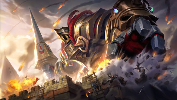 Обои на рабочий стол Grock / Грок в облике «Страж Замка», персонаж из игры Mobile Legends: Bang Bang!