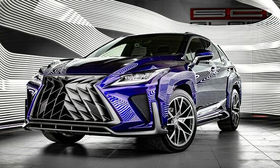 Обои на рабочий стол Синий Lexus RX в геометрическом свете