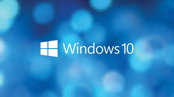 Обои на рабочий стол Логотип Windows 10 на голубом фоне непрозрачного стекла