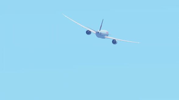 Обои на рабочий стол Самолет взлетел в голубом небе